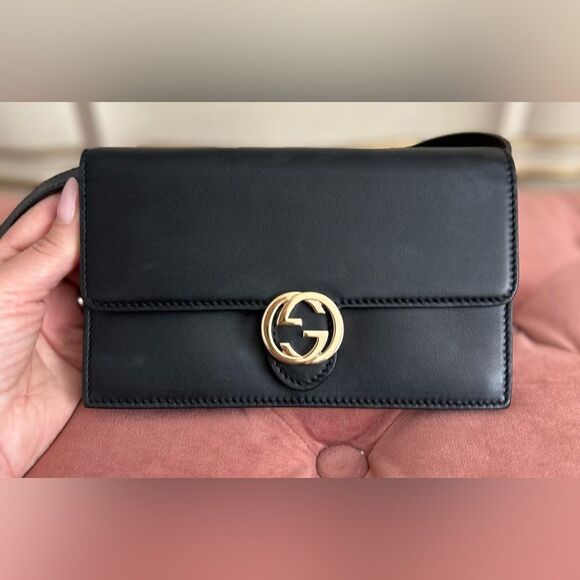 Gucci Icon Calf Skin Leather Wallet W/ Removable Strap Reasonable offer welcome - Picture 1 of 11
